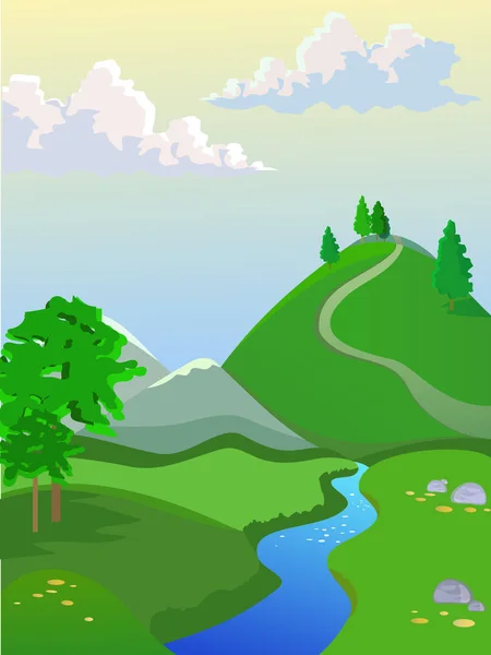 Zomer vector landschap. Landschap voor browser spelen. — Stockvector