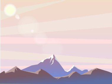 Vektör yaz manzara. Dağlar ile manzara. 