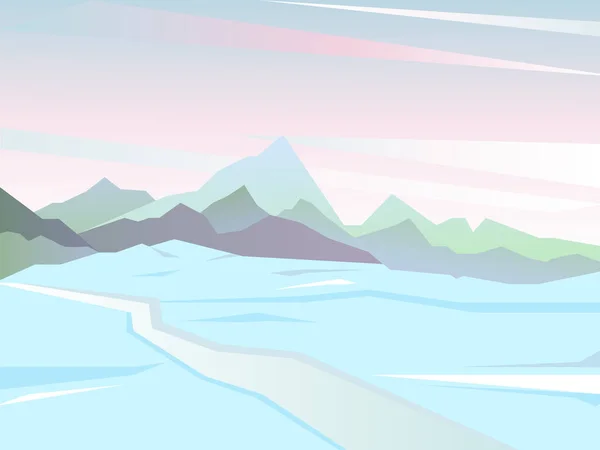 Vector winter landscape. Cold winter day.