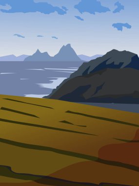 Dağlar üzerinde arka plan manzara.