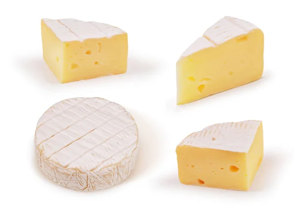 Beyaz arka plan üzerinde izole Camembert peyniri. Ayarla