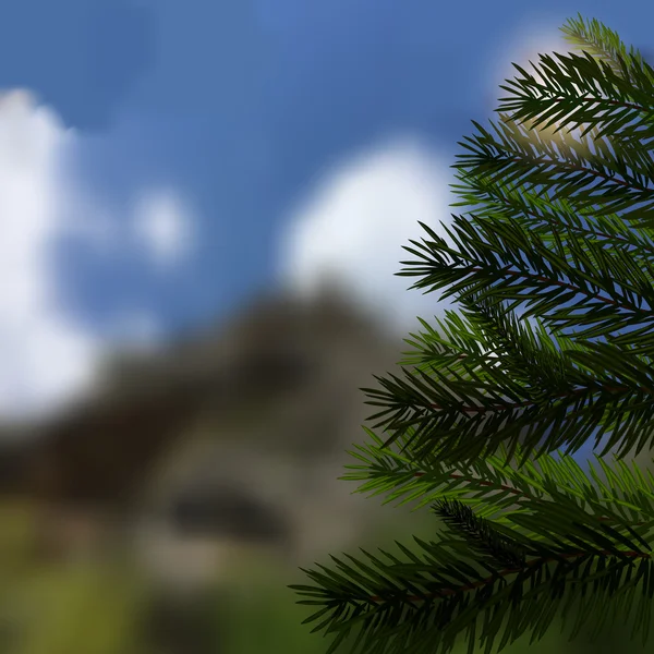 Gerçekçi yeşil ladin. Güzel, doğal arka plan. Köknar ağacı - Noel ve Yeni Yıl sembolü. Illüstrasyon — Stok Vektör