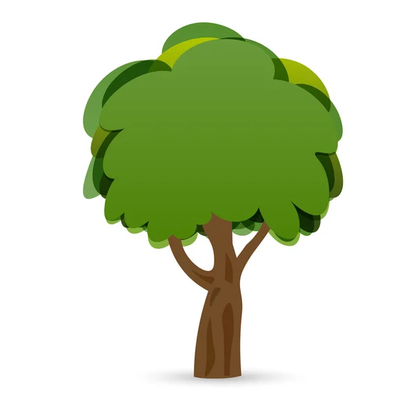 一棵绿色橡树的程式化图画。插图 — 图库矢量图片