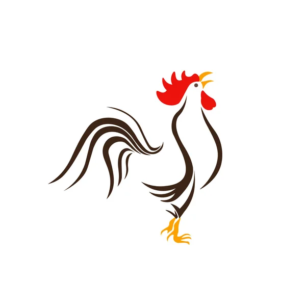 Bilden av en tupp på en vit bakgrund. 2017 - år då rooster. illustration — Stock vektor