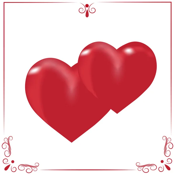 Karte für den Valentinstag. zwei Herzen auf weißem Hintergrund isoliert, Illustration — Stockvektor