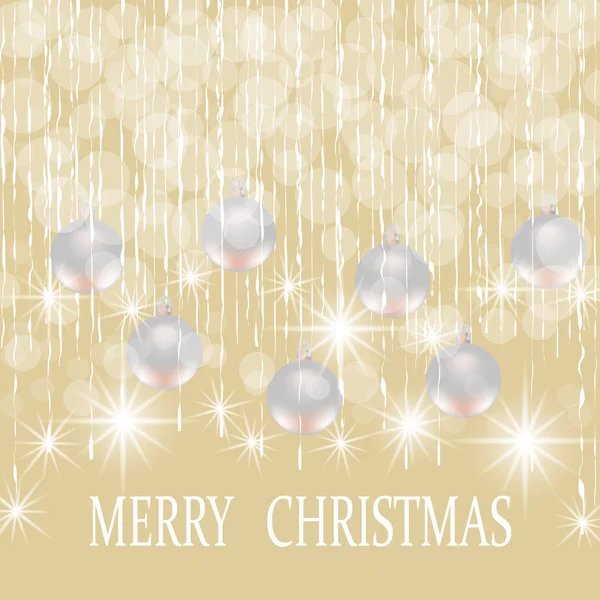 Natal, Ano Novo cartão de férias com bolas de prata ilustração — Vetor de Stock