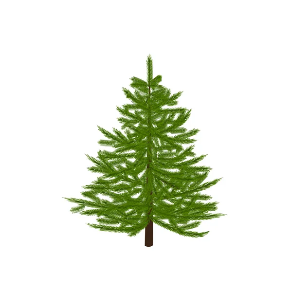 緑のモミの木。クリスマスのシンボル。新しい年。分離した白い背景イラスト — ストックベクタ