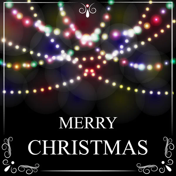 Christmas, New Year card. Bright festive lights illustration — Διανυσματικό Αρχείο