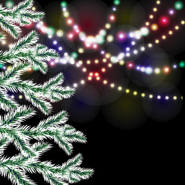 Kerstboom. Felle lichten van de feestelijke illustratie — Stockvector