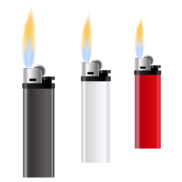 Template for advertising and corporate identity. White, red and black lighter on white background. Burning fire. illustration