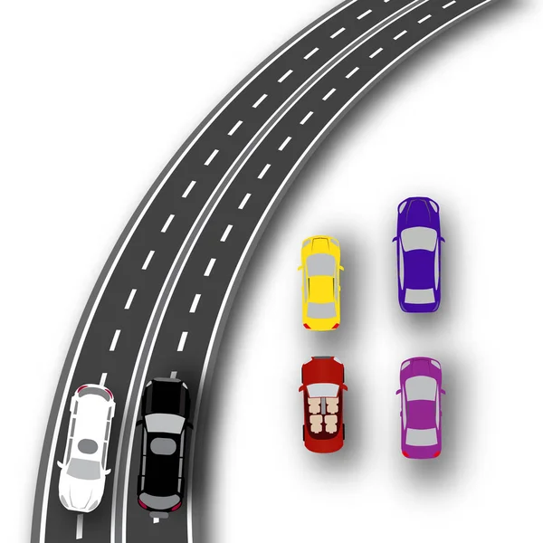 Realistische verkeerstekens. Set van verschillende type en kleur van de auto. illustratie — Stockvector