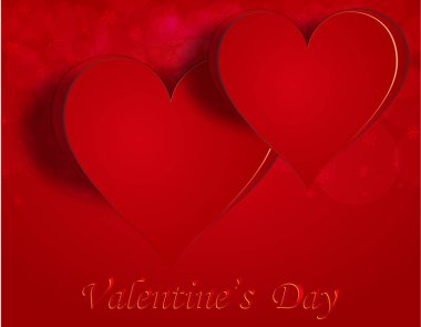 İki aşık kalp kutlama bir arka plan üzerinde. Tebrik yazıt Happy Valentine. illüstrasyon
