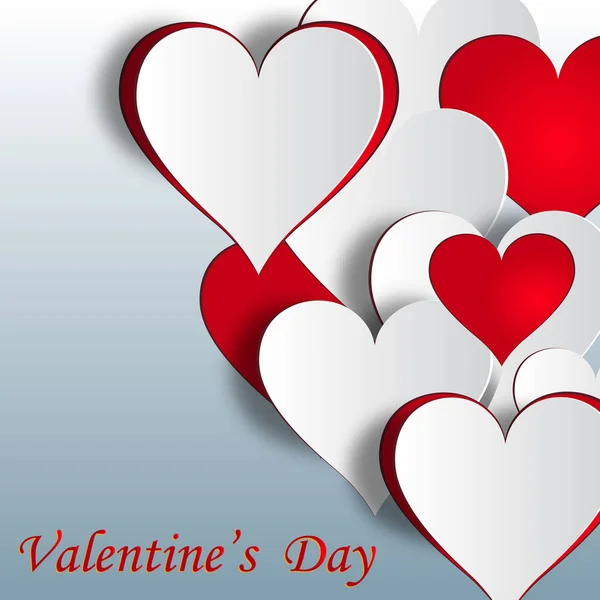 Fondo festivo de los corazones. Inscripción de saludo Feliz Día de San Valentín. Corta el papel. ilustración — Vector de stock