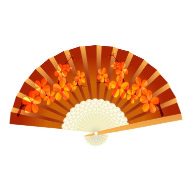 Fan katlanır. Desen sakura ile. illüstrasyon