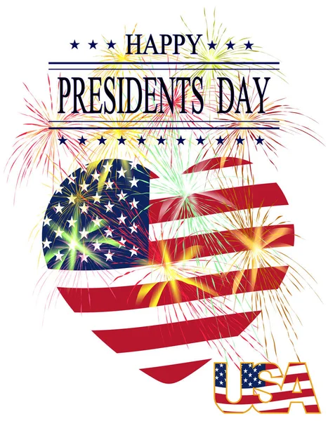 Presidents Day. Greeting card with celebratory fireworks on a white background. Isolated. Greeting inscription. illustration — Stock Vector