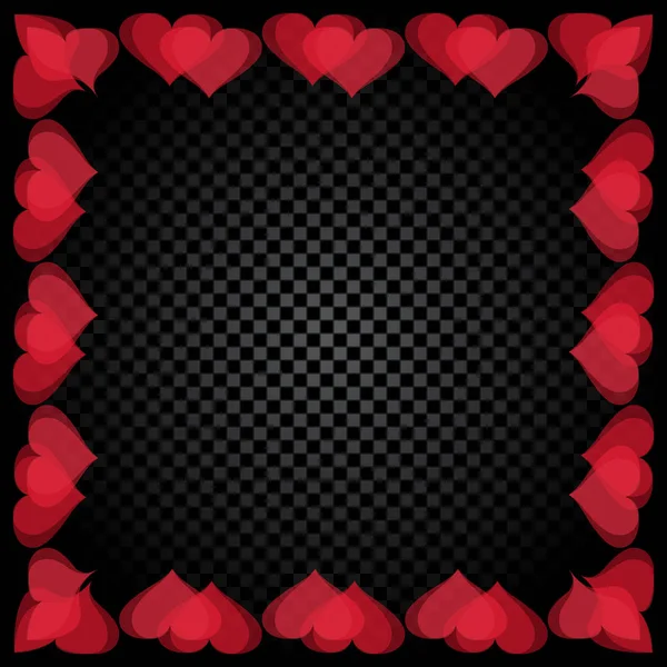 Cadre en forme de coeur rouge translucide sont situés. Gradient Fond Checker. Saint Valentin. illustration — Image vectorielle