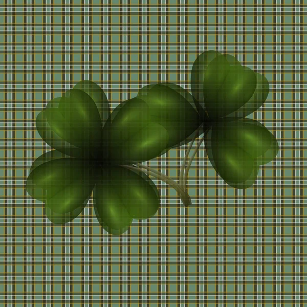 Dört yapraklı yonca görüntüsü. Yarı saydam. Arka plan hücre İrlandalı tarzı olarak. illüstrasyon — Stok Vektör