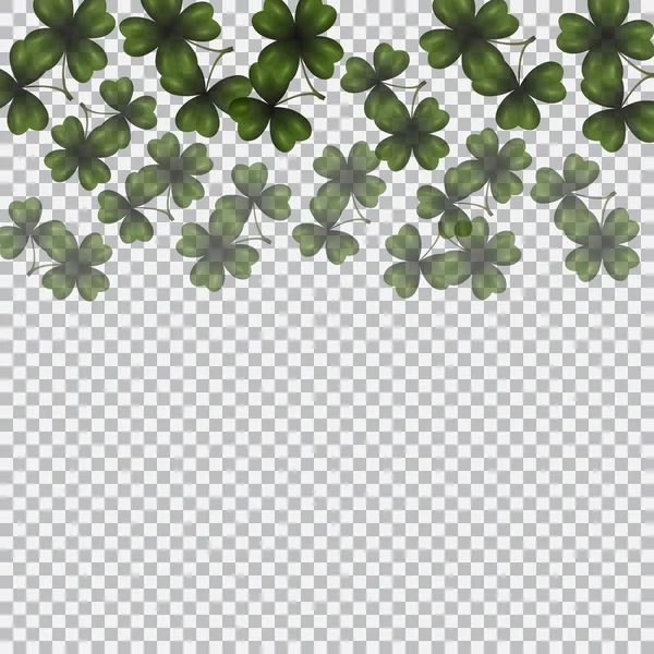 День Патрика. Изображение полупрозрачных листьев клевера сверху. Обзор проверен. иллюстрация — стоковый вектор