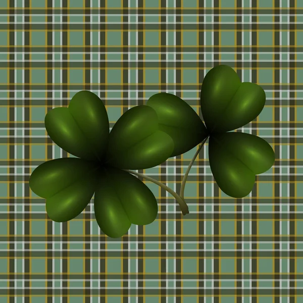 パトリックの日。クローバーの葉の半透明画像。アイルランドのスタイルでセルの背景。図 — ストックベクタ