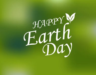 Mutlu Dünya günü için bir dilek ile bir yazıt. Yeşil Eko arka plan. illüstrasyon