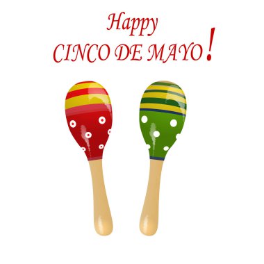 Mutlu Cinco De Mayo yazıt. Marakas. illüstrasyon
