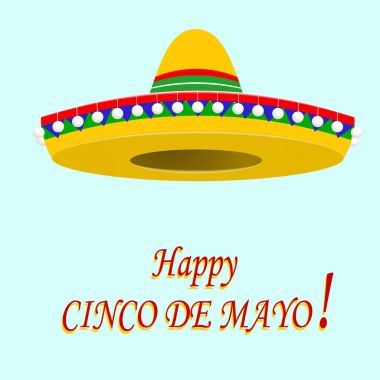 Mutlu Cinco De Mayo yazıt. Sombrero. illüstrasyon