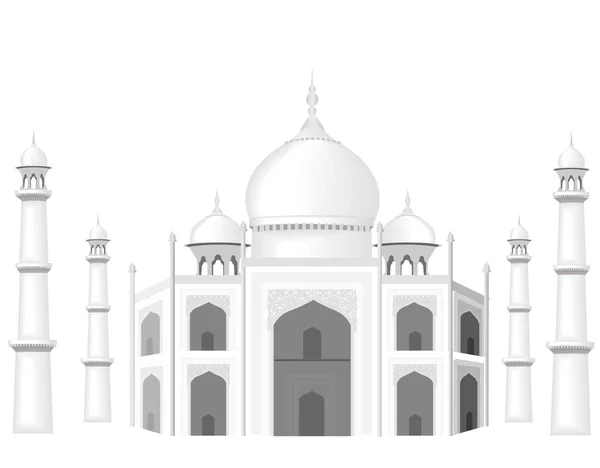 Das Gebäude ist im Stil des Taj Mahal Tempels. Der Palast des Sultans. Schwarz-Weiß-Grafiken mit Halbtönen. Illustration — Stockvektor