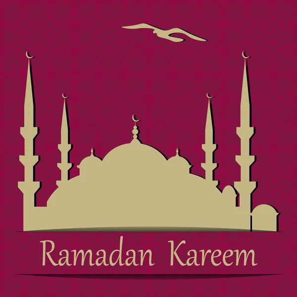 Ramadán Kareem. Una mezquita azul cortada de papel. Fondo en el estilo de ornamento oriental. ilustración — Archivo Imágenes Vectoriales