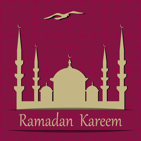 Ramadán Kareem. Cortado de una mezquita de papel. El fondo en forma del ornamento en el estilo oriental. ilustración — Archivo Imágenes Vectoriales