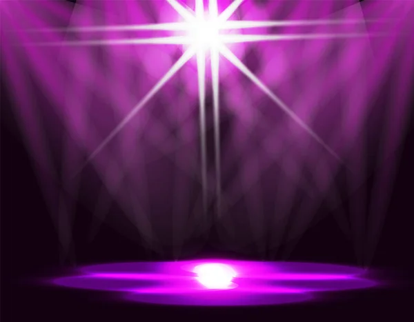 Éclairage de la patinoire, passerelle, lumières de scène. L'abstraction. Fond violet. illustration — Image vectorielle