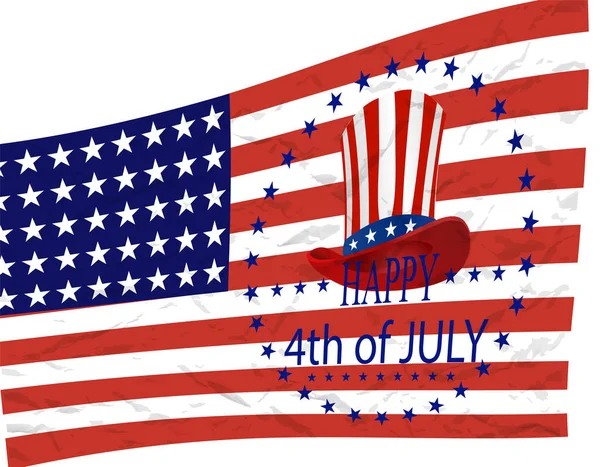 Día de la Independencia. Símbolos americanos en el fondo de una bandera estilizada. ilustración — Archivo Imágenes Vectoriales