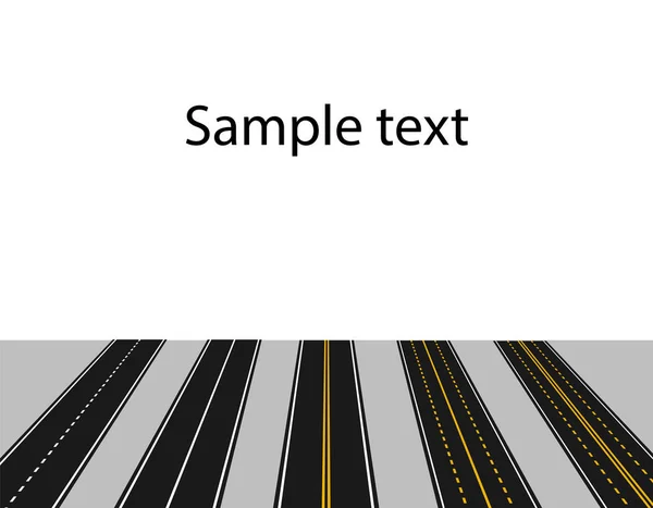 白い背景の上の視点で白と黄色の斑紋のある道路のセットします。抽象化します。図 — ストックベクタ