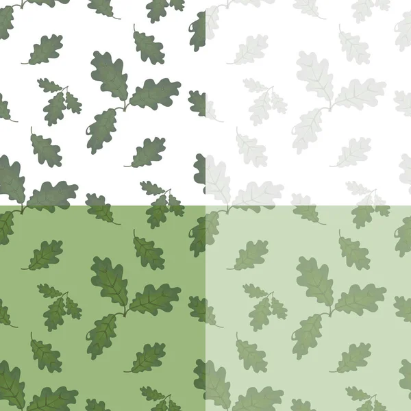 緑のカシの葉のセットです。ゲームのメッシュなしを描画します。シームレスです。分離されました。図 — ストックベクタ