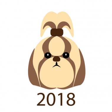 Simge. Bir köpek komik bir portresi. 2018 yıl köpek. illüstrasyon.