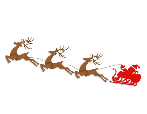 Año Nuevo, Navidad. Siluetas abstractas de ciervo y trineo de Santa Claus. Cortado de papel. ilustración — Archivo Imágenes Vectoriales