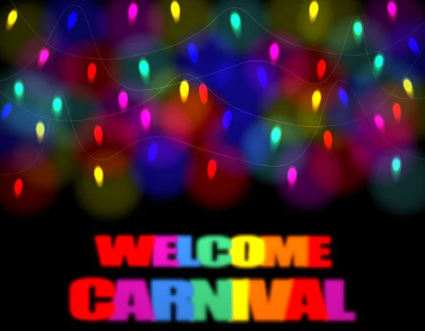 Christmas carnival, festivity festival of garland lights. The inscription is welcome to the carnival. illustration — Stock Vector