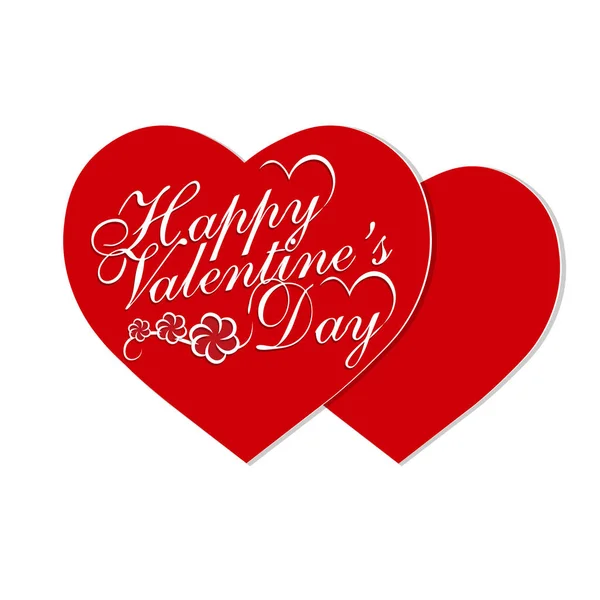 Día de San Valentín. San Valentín de vacaciones. Dos corazones rojos con una inscripción de felicitación. ilustración — Vector de stock