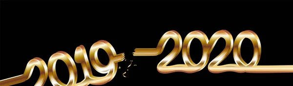 2020年纯金3D的一个题词。 2019年即将过去。 图例 — 图库矢量图片