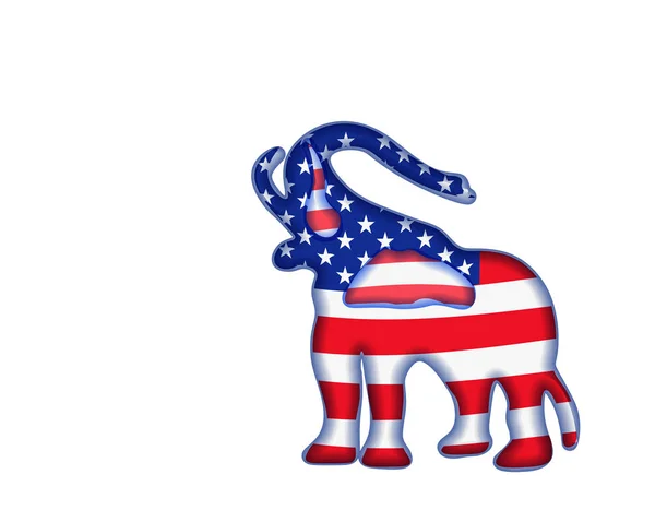My prezidentské volby do roku2020. Republikánská strana. Balónky. Slon v barvě vlajky. ilustrace — Stockový vektor