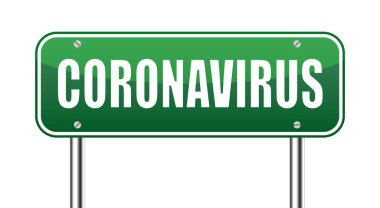 Coronavirus - Dikkat Yolu İşareti. Coronavirüs salgını hakkında uyarı. Salgın. resimleme