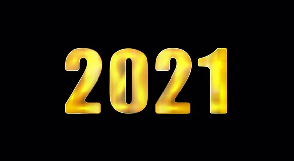 2021-es felirat arany számokkal fekete alapon. Boldog új évet! illusztráció — Stock Vector
