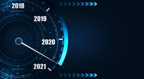 2021 mutlu yıllar. Otomobil hız göstergesi şeklinde bir tebrik kartı. Grafik görüntüleme. resimleme