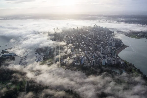 Luchtfoto van Downtown Vancouver — Stockfoto