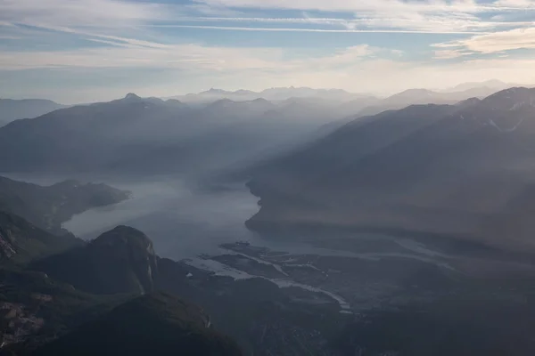 Aerial View Airplane Beautiful Canadian Mountain Landscape Vibrant Sunny Day — Stock Photo, Image