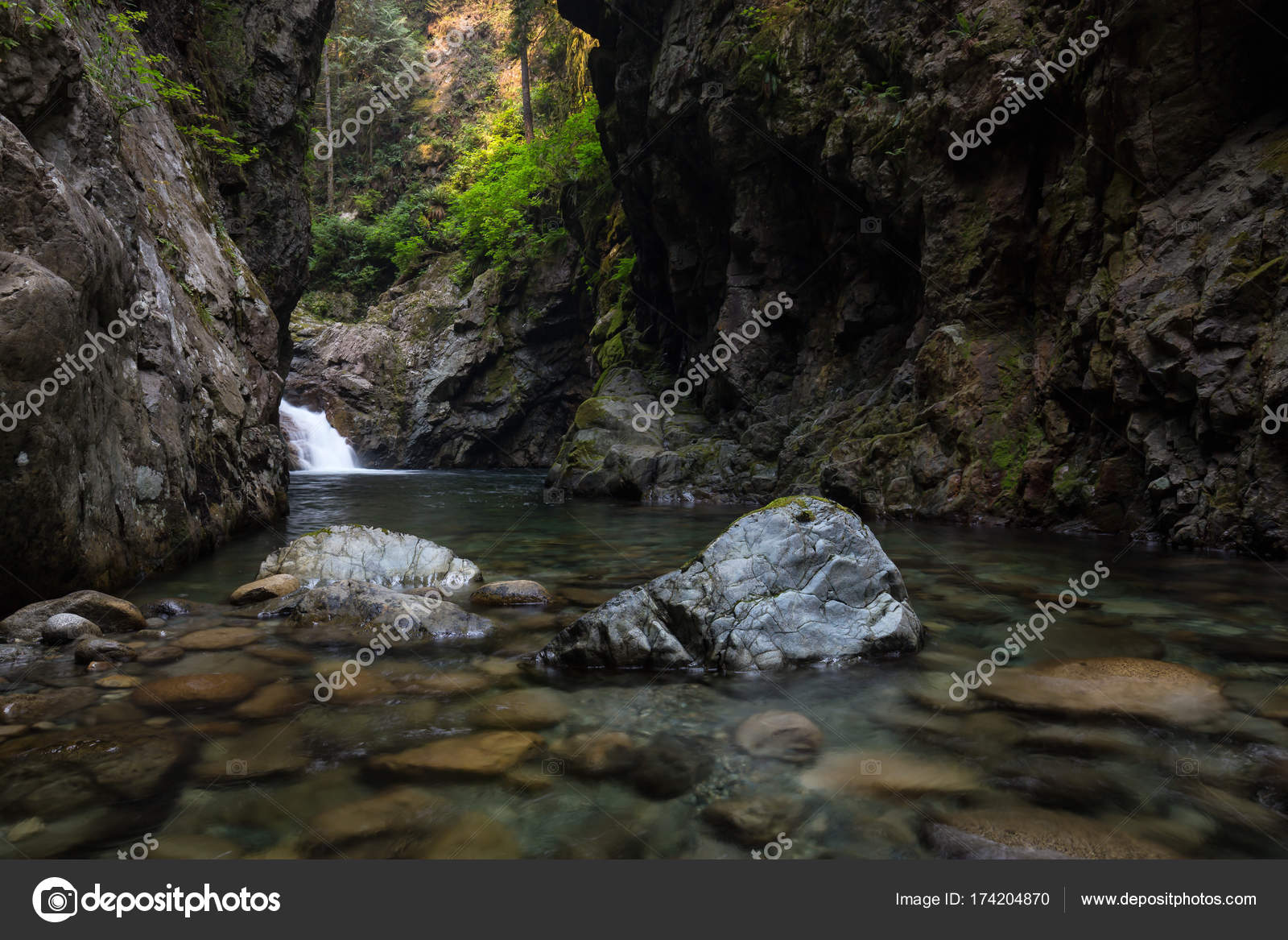 river flowing smooth rocks taken shannon falls squamish british