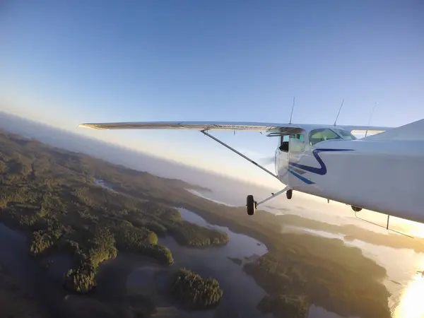 Norte Vancouver Colúmbia Britânica Canadá Outubro 2017 Avião Voando Céu — Fotografia de Stock