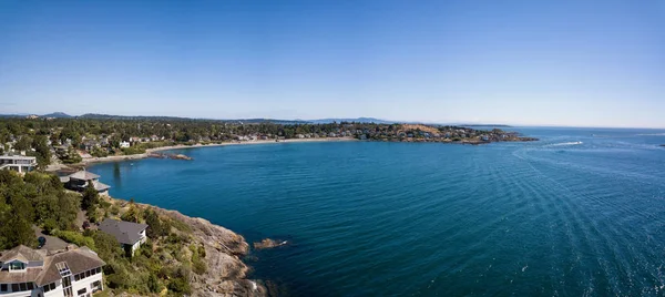 Aerial Panoramautsikt Över Liggande Vacker Rocky Shore Stillahavskusten Tagit Victoria — Stockfoto