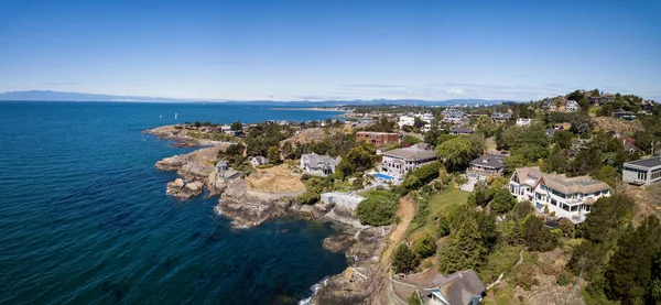 Aerial Panoramic Landscape View Beautiful Rocky Shore Pacific Coast Taken — Stock Photo, Image