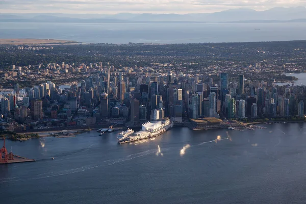 Вид Воздуха Центр Ванкувера Британская Колумбия Канада Перед Закатом Солнечный — стоковое фото