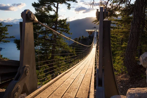 北のバンクーバー ブリティッシュ コロンビア カナダのスコーミッシュに山の頂上に吊り橋 — ストック写真